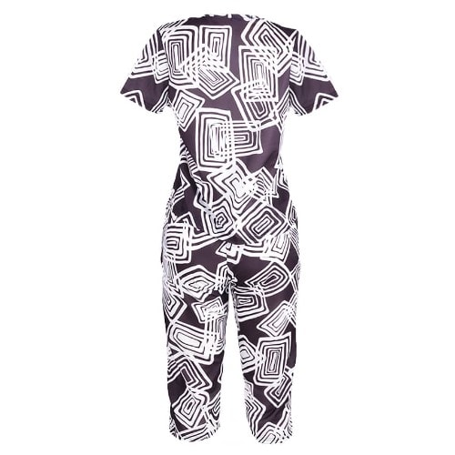 Geometric Print Top & Capri Trouser - Grey