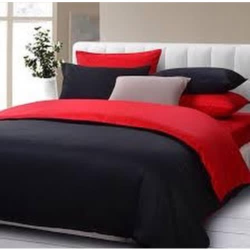 Plain Front And Back Duvet - Red And Black