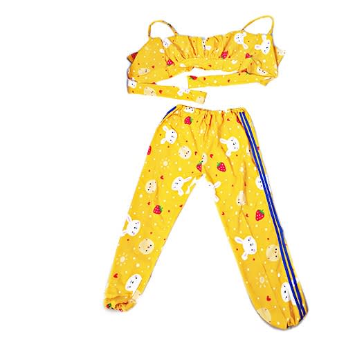 Yellow Floral Two Piece Co-ordinate Trouser And Top