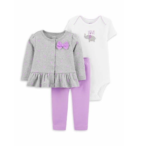 Child Of Mine Baby Girls Long Sleeve Jacket, Bodysuit & Pants Set -