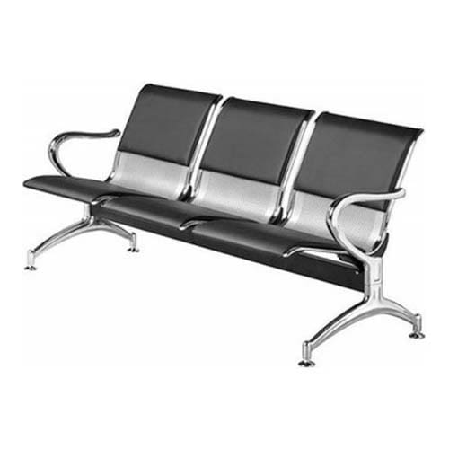 Leather Padded Office Reception Chair - 3-seater