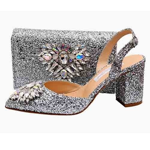 Luxury Silver Shoe And Bag