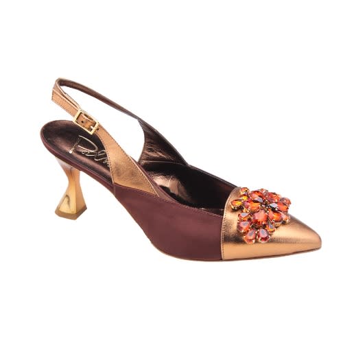 Bronze Shoe And Bag With Stone Design