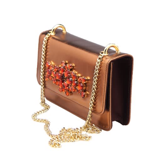 Bronze Shoe And Bag With Stone Design