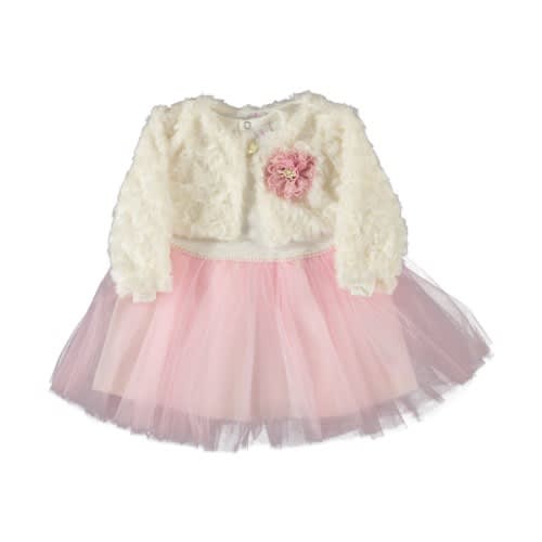 Baby Girl Dress With Fur Bulero Pink