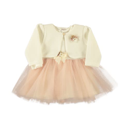 Baby Girl Dress With Mesh Bulero Powdered Pink