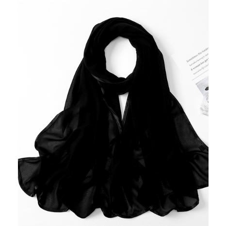 Plain Chiffon Hijab - Black