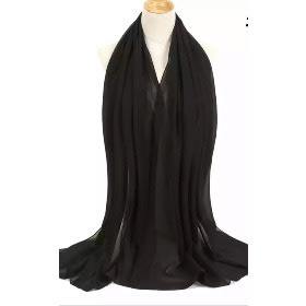 Plain Chiffon Hijab - Black