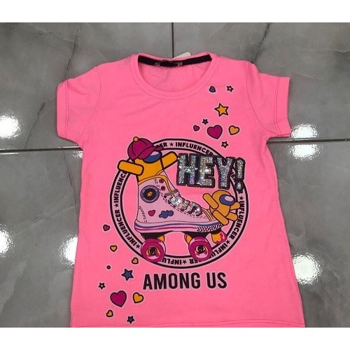 Hey Turkey Modern Kids Top With Sneaker Design - Pink2