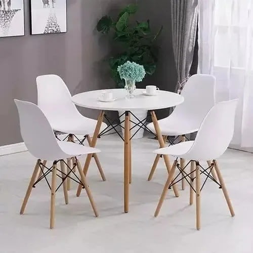Dinning Table With 4  Set Of Chairs - White