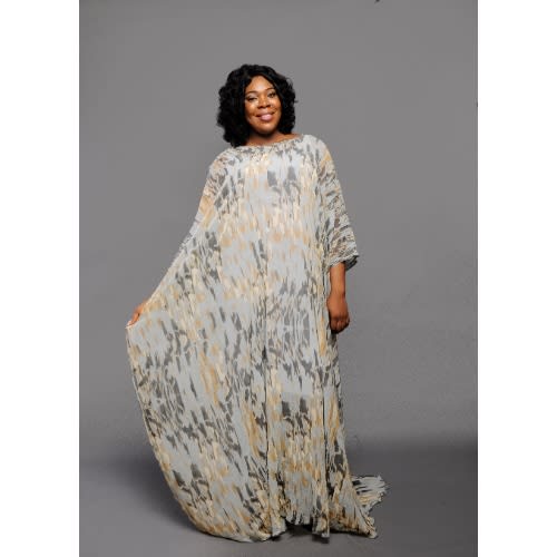 Camo Print Open Shoulder Boubou Dress