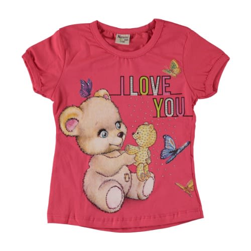 Girl T-shirt I Love You Fuschia Pink