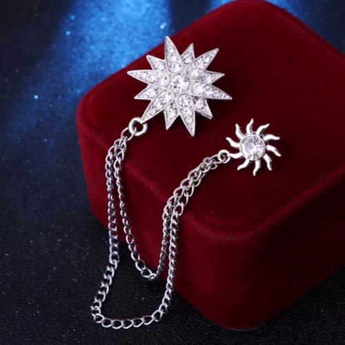 Star Men's Brooch With Free Pouch - Silver