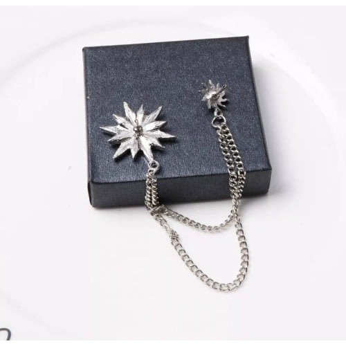 Star Men's Brooch With Free Pouch - Silver