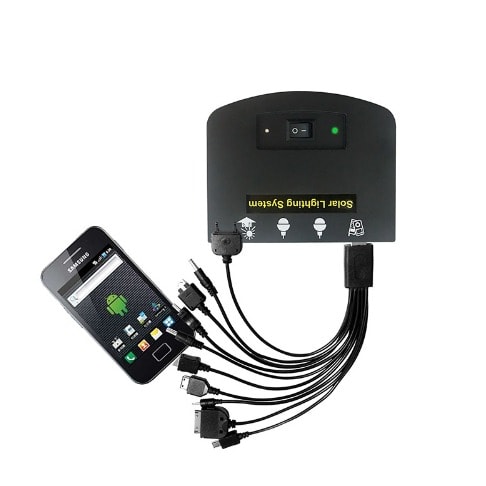 Solar Lighting Kit + USB Phone Charger - Multi-adapter with 220V AC Adaptor