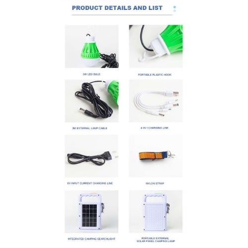 Solar Home Lighting System With 1 Piece - 3W Super Bright Smds Bulb