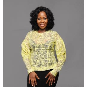 Organza Abstract Sleeve Top - Yellow