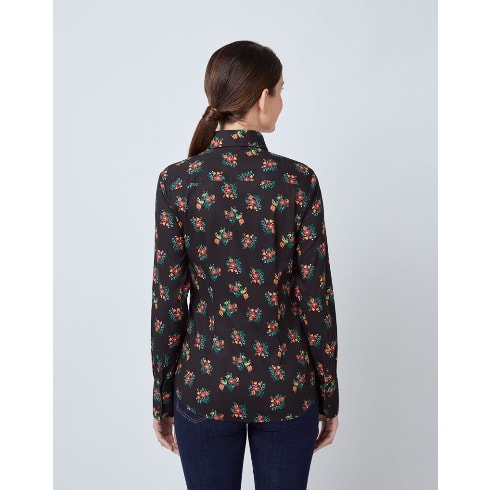 Women’s Black & Red Floral Fitted Shirt
