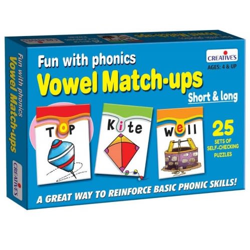 Fun With Phonics Vowel Match Ups - 25 Set Of Self Checking Puzzles