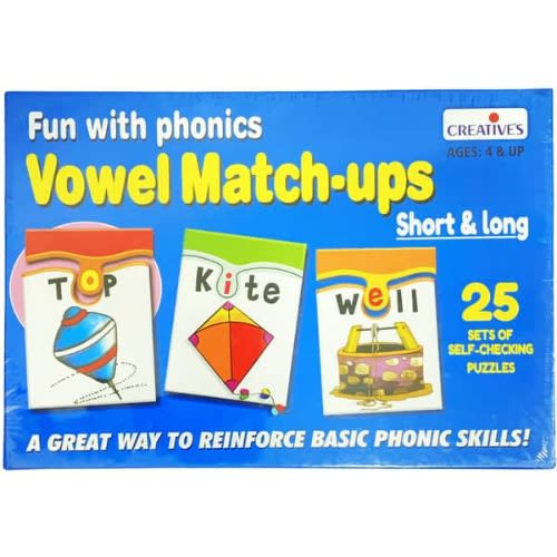Fun With Phonics Vowel Match Ups - 25 Set Of Self Checking Puzzles