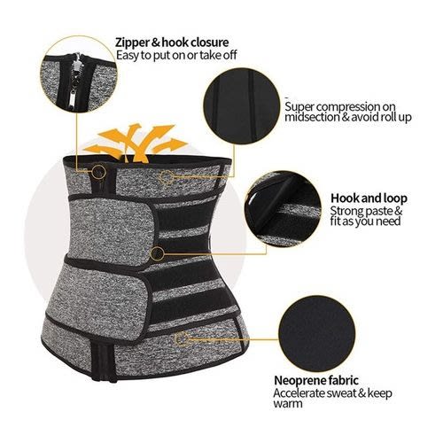 Double Compression Waist Trainer & Slimming Belt For Women-Grey
