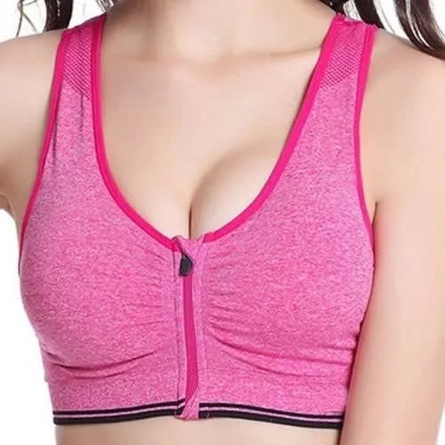 Zip Front Underware Brassiere Vest - Pink