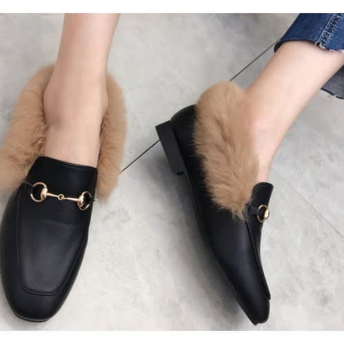 Women's Covered Fur-Mules