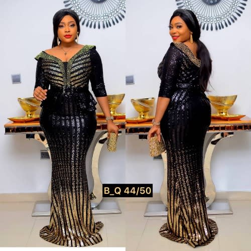 Turkey Neck Embellished Party/Evening Dress - Gold