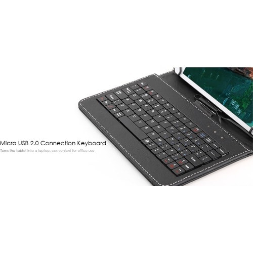 10" Smart Case Built-in Wire Control Keyboard For Android / Windows Tablet  - Black