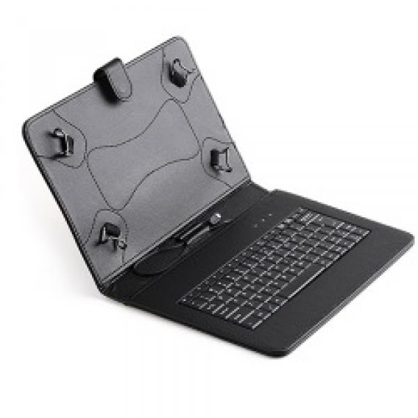 10" Smart Case Built-in Wire Control Keyboard For Android / Windows Tablet  - Black