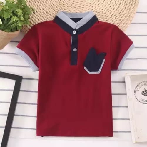 Poly Kid's Tshirt -Wine Red-1 Year