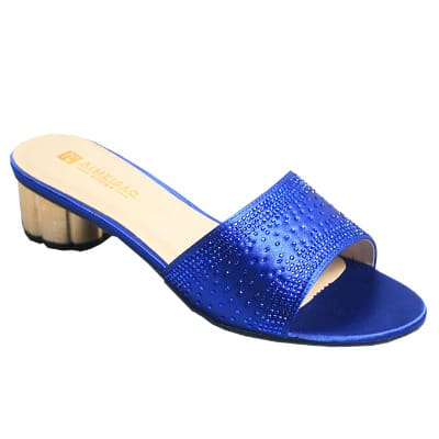 Bruna Satin Slipper With Studs - Blue