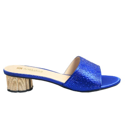 Bruna Satin Slipper With Studs - Blue
