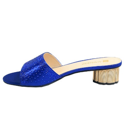 Bruna Satin Slipper With Studs - Blue