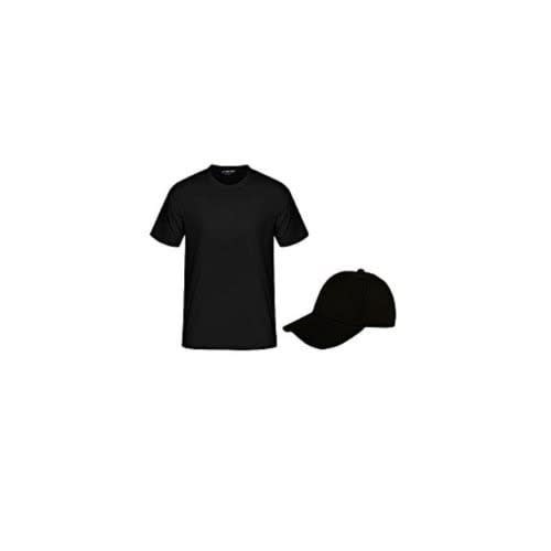 Fashion Front Men's Round Neck Short Sleeve T-shirt And Face Cap - Black