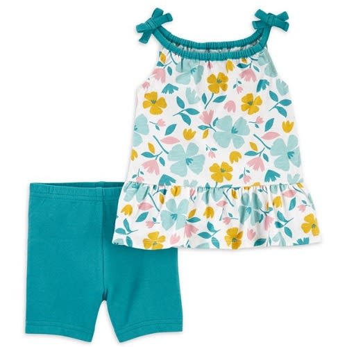 Child Of Mine Girls Spaghetti Strap Top & Shorts - Outfit Set- Floral