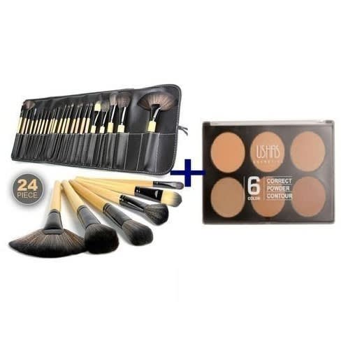 6 Colour Powder Pallet And 24 Brush Set