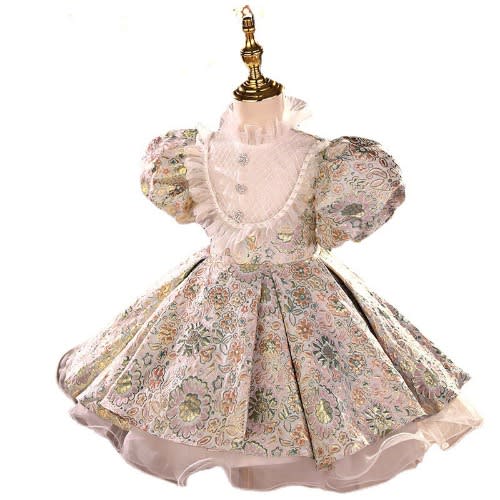 Girl Top Jacquard Dresses - Bronze