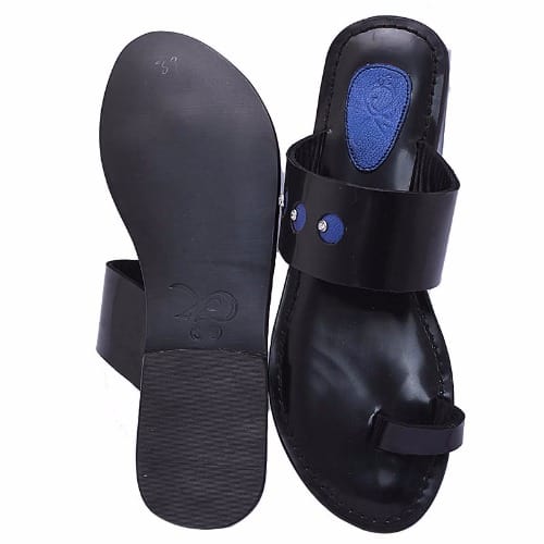 Women's Leather Slippers - Blue