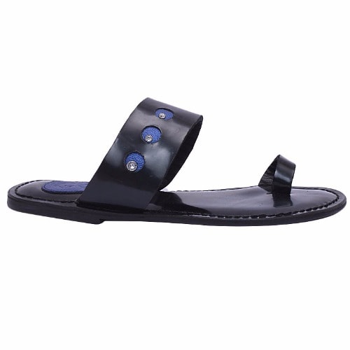 Women's Leather Slippers - Blue