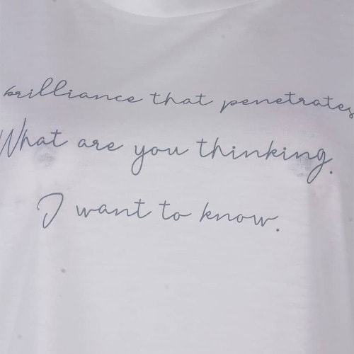 Round Neck Print Top - White