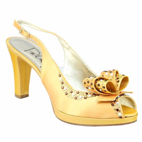 Shoe & Bag With Studded Bow Detail - Custard Yellow