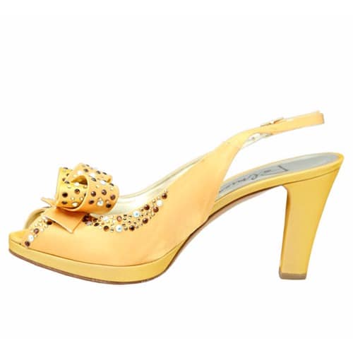 Shoe & Bag With Studded Bow Detail - Custard Yellow