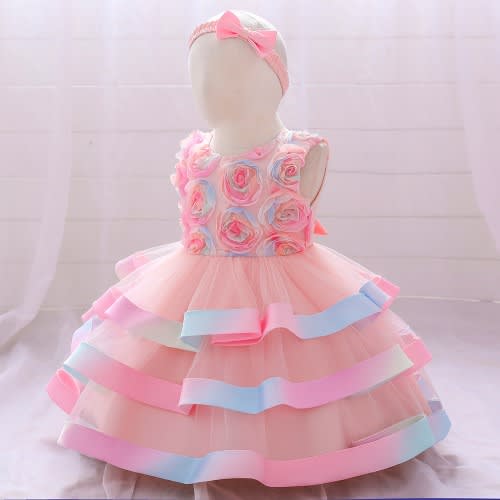 Girl Rainbow Gown - Multicolor