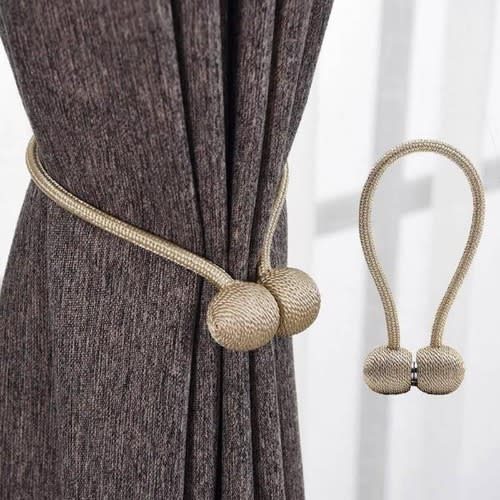 Decorative Woolly Magnetic Rope Curtain Clip & Holder & Tiebacks- Set