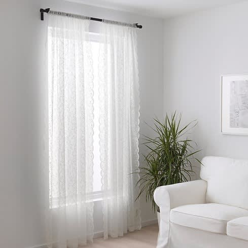 Lillyana Sheer Curtains 145x300 Cm - 1 Pair - White/flower