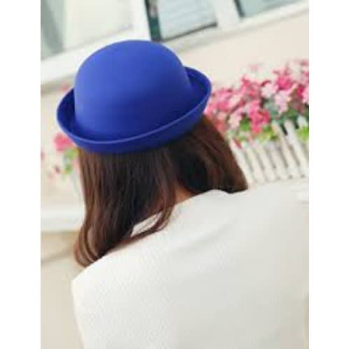 Roll Up Brim Fedora Hat - Blue