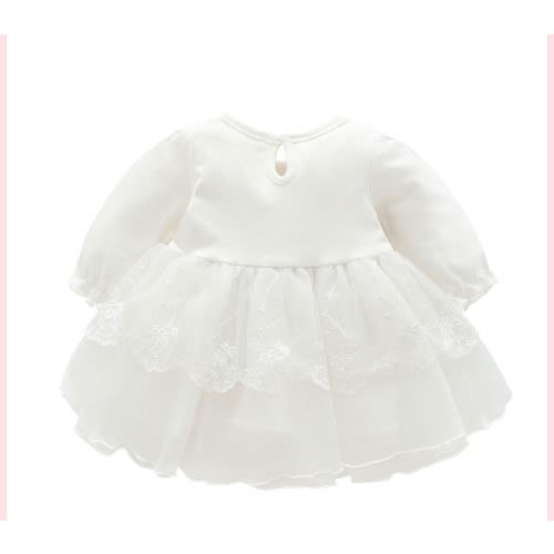 Girl Christening Gown With Cap - White