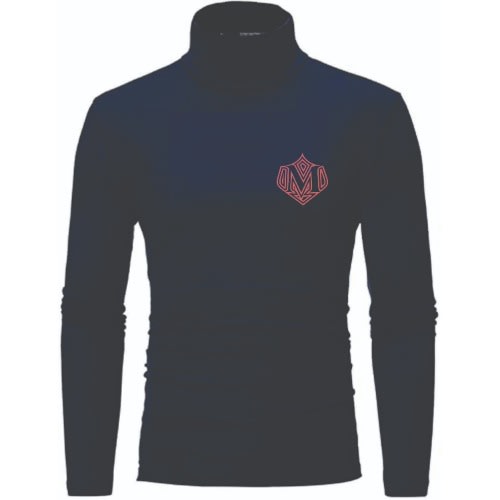 Crested  Turtleneck Long sleeved Tshirt - Navy Blue