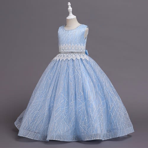 Girl's All Shimmer Gown - Sky Blue